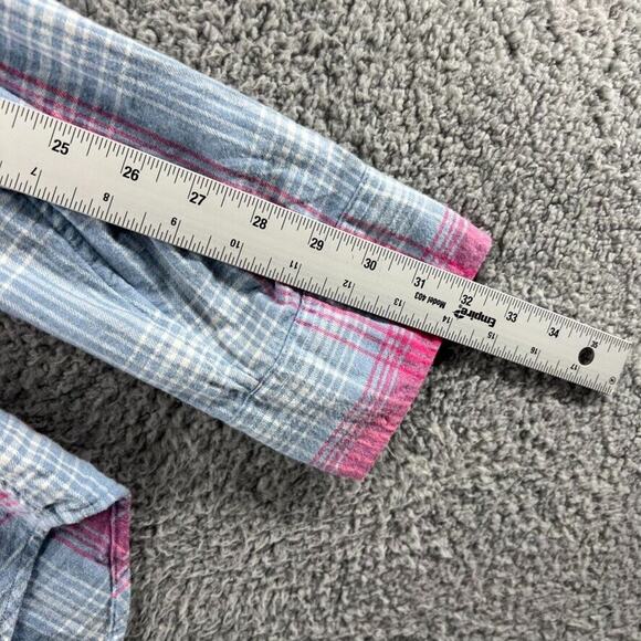 Bonobos Shirt Men's Large Pink Blue Plaid Check Slim Fit Flannel Collared Pocket - Picture 6 of 10